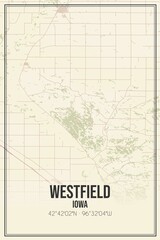Retro US city map of Westfield, Iowa. Vintage street map.