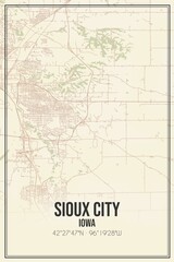 Fototapeta na wymiar Retro US city map of Sioux City, Iowa. Vintage street map.