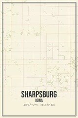 Retro US city map of Sharpsburg, Iowa. Vintage street map.