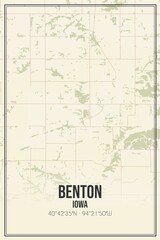 Retro US city map of Benton, Iowa. Vintage street map.