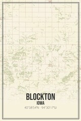 Retro US city map of Blockton, Iowa. Vintage street map.