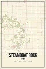 Retro US city map of Steamboat Rock, Iowa. Vintage street map.