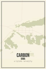 Retro US city map of Carbon, Iowa. Vintage street map.