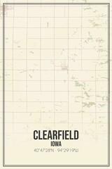 Retro US city map of Clearfield, Iowa. Vintage street map.