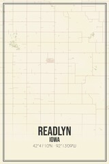 Retro US city map of Readlyn, Iowa. Vintage street map.