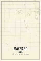 Retro US city map of Maynard, Iowa. Vintage street map.