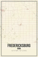 Retro US city map of Fredericksburg, Iowa. Vintage street map.