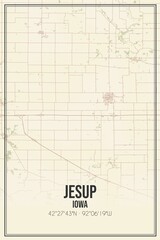 Retro US city map of Jesup, Iowa. Vintage street map.