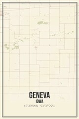 Retro US city map of Geneva, Iowa. Vintage street map.