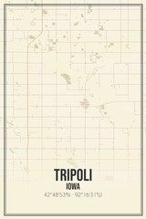 Retro US city map of Tripoli, Iowa. Vintage street map.