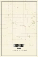 Retro US city map of Dumont, Iowa. Vintage street map.