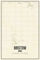 Retro US city map of Bristow, Iowa. Vintage street map.
