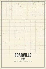 Retro US city map of Scarville, Iowa. Vintage street map.