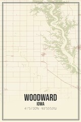 Retro US city map of Woodward, Iowa. Vintage street map.