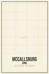 Retro US city map of McCallsburg, Iowa. Vintage street map.