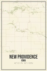 Retro US city map of New Providence, Iowa. Vintage street map.