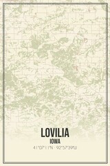 Retro US city map of Lovilia, Iowa. Vintage street map.