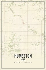 Retro US city map of Humeston, Iowa. Vintage street map.