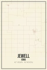 Retro US city map of Jewell, Iowa. Vintage street map.
