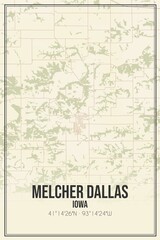 Retro US city map of Melcher Dallas, Iowa. Vintage street map.