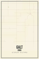 Retro US city map of Galt, Iowa. Vintage street map.