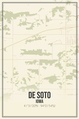Retro US city map of De Soto, Iowa. Vintage street map.