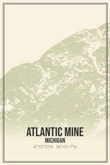 Retro US city map of Atlantic Mine, Michigan. Vintage street map.
