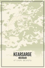 Retro US city map of Kearsarge, Michigan. Vintage street map.