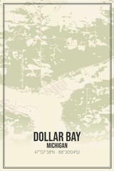 Retro US city map of Dollar Bay, Michigan. Vintage street map.