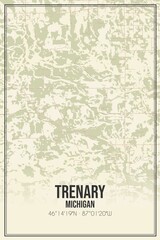 Retro US city map of Trenary, Michigan. Vintage street map.