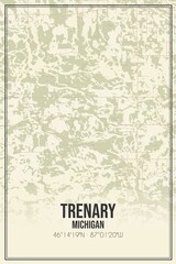 Obraz premium Retro US city map of Trenary, Michigan. Vintage street map.