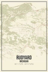 Retro US city map of Rudyard, Michigan. Vintage street map.
