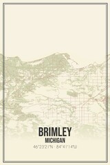 Retro US city map of Brimley, Michigan. Vintage street map.