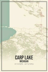Retro US city map of Carp Lake, Michigan. Vintage street map.