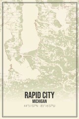 Retro US city map of Rapid City, Michigan. Vintage street map.