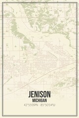 Fototapeta na wymiar Retro US city map of Jenison, Michigan. Vintage street map.