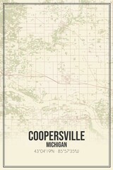 Retro US city map of Coopersville, Michigan. Vintage street map.