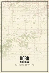 Retro US city map of Dorr, Michigan. Vintage street map.