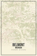 Retro US city map of Belmont, Michigan. Vintage street map.