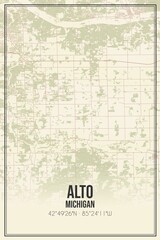 Obraz premium Retro US city map of Alto, Michigan. Vintage street map.