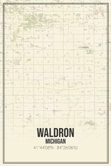 Retro US city map of Waldron, Michigan. Vintage street map.