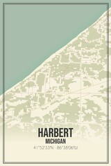 Retro US city map of Harbert, Michigan. Vintage street map.