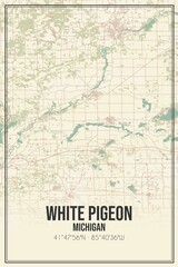 Fototapeta na wymiar Retro US city map of White Pigeon, Michigan. Vintage street map.