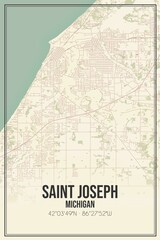 Retro US city map of Saint Joseph, Michigan. Vintage street map.