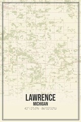 Retro US city map of Lawrence, Michigan. Vintage street map.