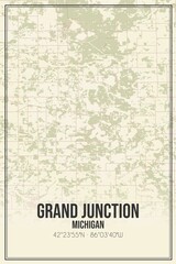 Retro US city map of Grand Junction, Michigan. Vintage street map.