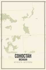 Retro US city map of Cohoctah, Michigan. Vintage street map.