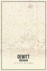 Retro US city map of Dewitt, Michigan. Vintage street map.