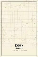 Retro US city map of Reese, Michigan. Vintage street map.