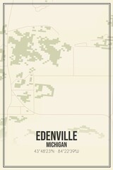 Retro US city map of Edenville, Michigan. Vintage street map.